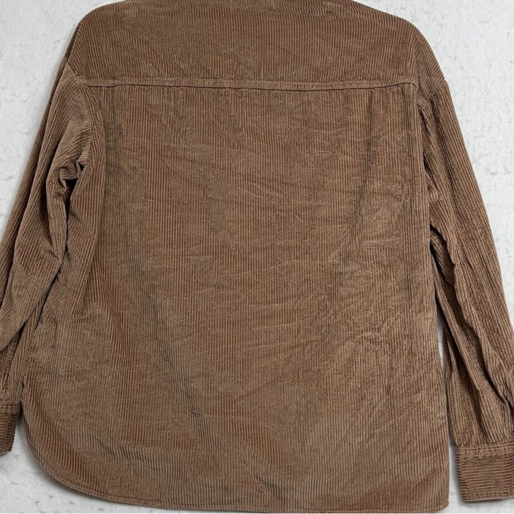 Hollister Button-Up Shirt Women Size XS Brown Corduroy Long Sleeve Collar Cotton - Picture 2 of 3